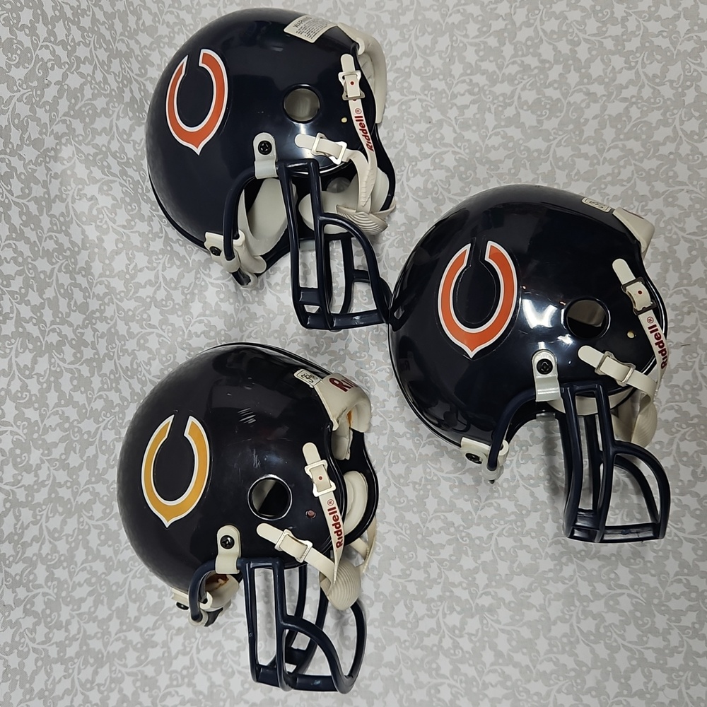 Qty. 3 Riddell 3 5/8 Chicago Bears Mini Football Helmets NFL